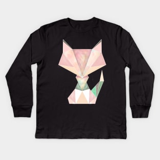 Geometric Fox - Marble Kids Long Sleeve T-Shirt